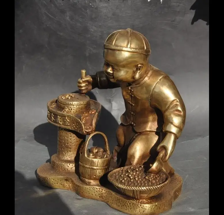 671116490+++Lucky china brass wealth Man Grinding Luck has turned drip into gold Art statue | Дом и сад