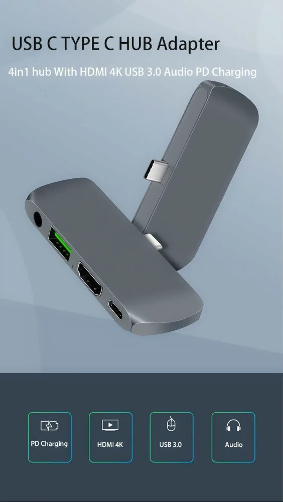 USB C концентратор для iPad Pro 2018 type с зарядка PD 4K HDMI 3 5 мм разъем наушников|USB-хабы| |
