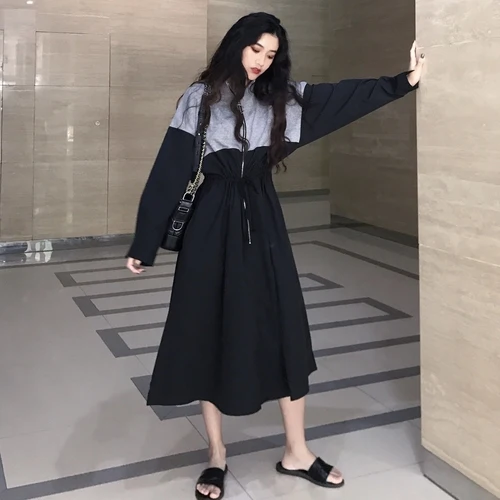 Женское платье-свитер на молнии повседневное винтажное платье со стоячим