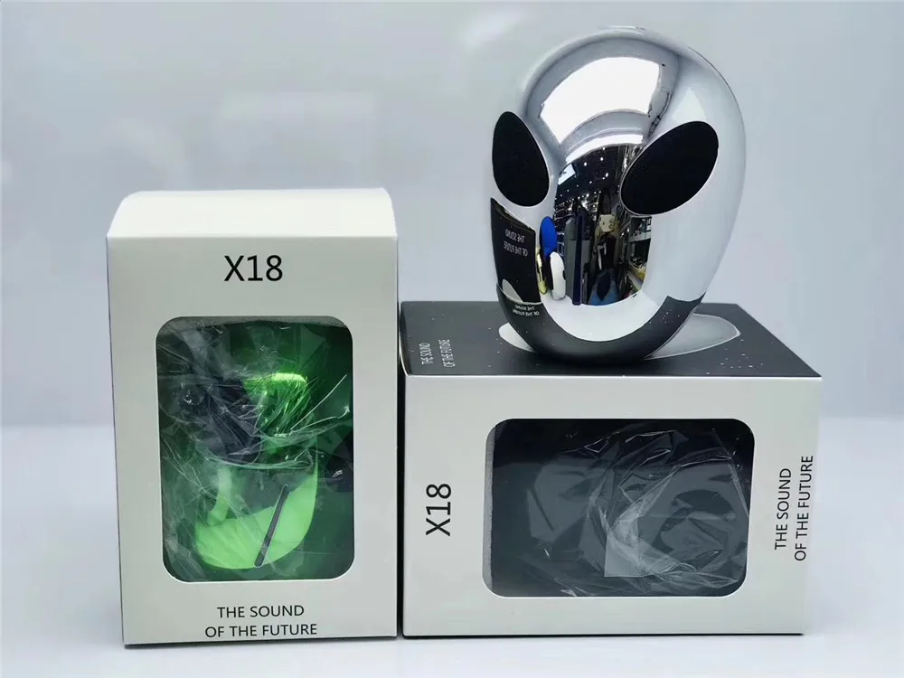 X18 Alien беспроводной Bluetooth динамик Портативный Перезаряжаемый сабвуфер Поддержка TF карты для внутреннего наружного тонкой работы подарок - Цвет: silver