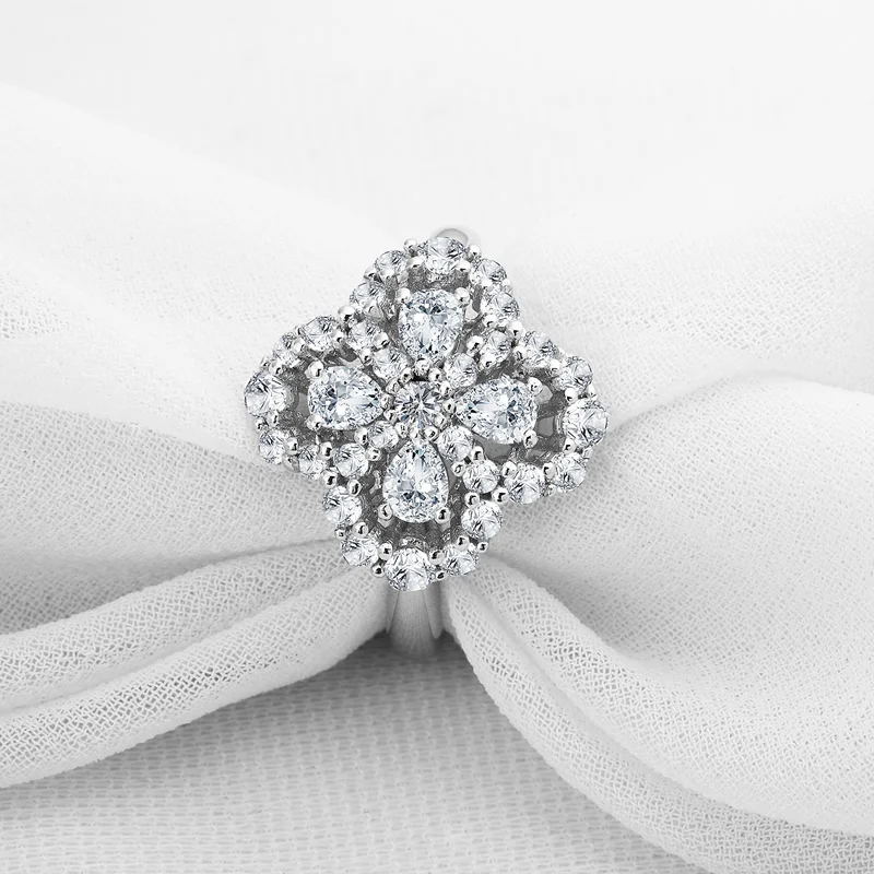 Женское кольцо из серебра 925 пробы с цветком|engagement rings for women|engagement ringrings women |