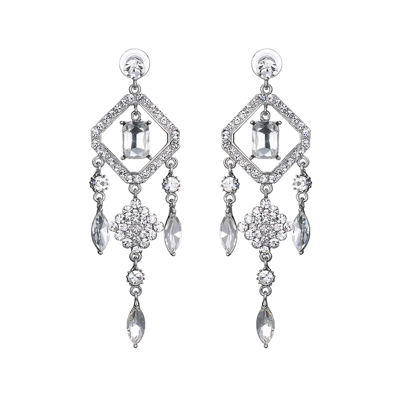 Высший Сорт Кристалл Посеребренные Люстры Серьги Моды Болтаться Водослива для