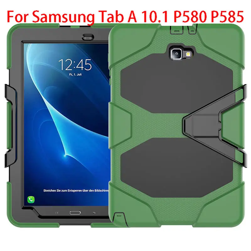 green Армированный чехол с подставкой Funda для samsung Galaxy Tab A A6 10,1 P580 P585 чехол для планшета противоударный сверхмощный стенд - Цвет: green