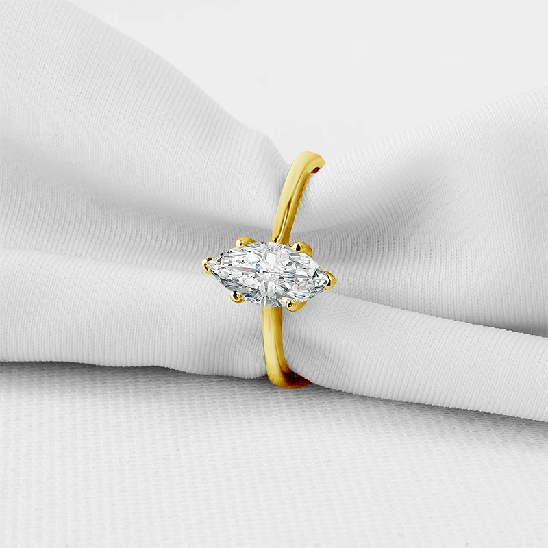 AINUOSHI 14 K массивная, желтая, Золотая обручальное кольцо Трендовое 1 CT огранка маркиз имитация бриллианта Женское Обручальное кольцо для помолвки кольца