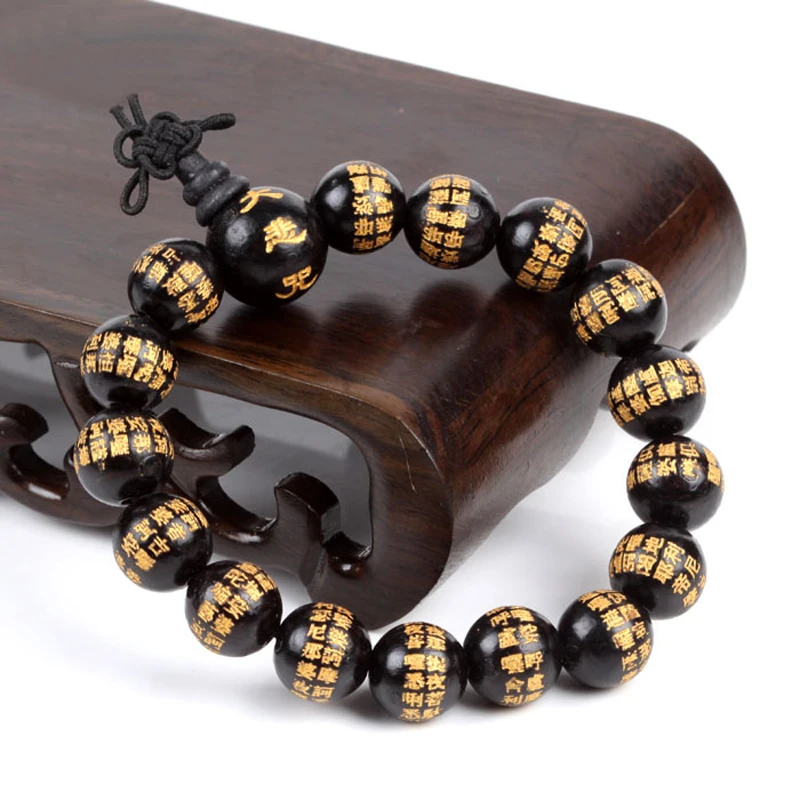 Браслеты из черного дерева буддизма 15/18/20 мм великое сочувствие мантры Будда