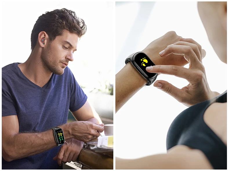 Torntisc, новинка, стерео, двойной, Bluetooth, наушники M1, Смарт-часы, пульсометр, кровяное давление, спортивный, умный Браслет для IOS, Android, телефон