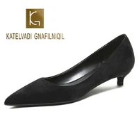 katelvadi women shoes comfort casual shoes pumps black flock 3cm low heels ladies shoes for wedding plus size 43 k 362