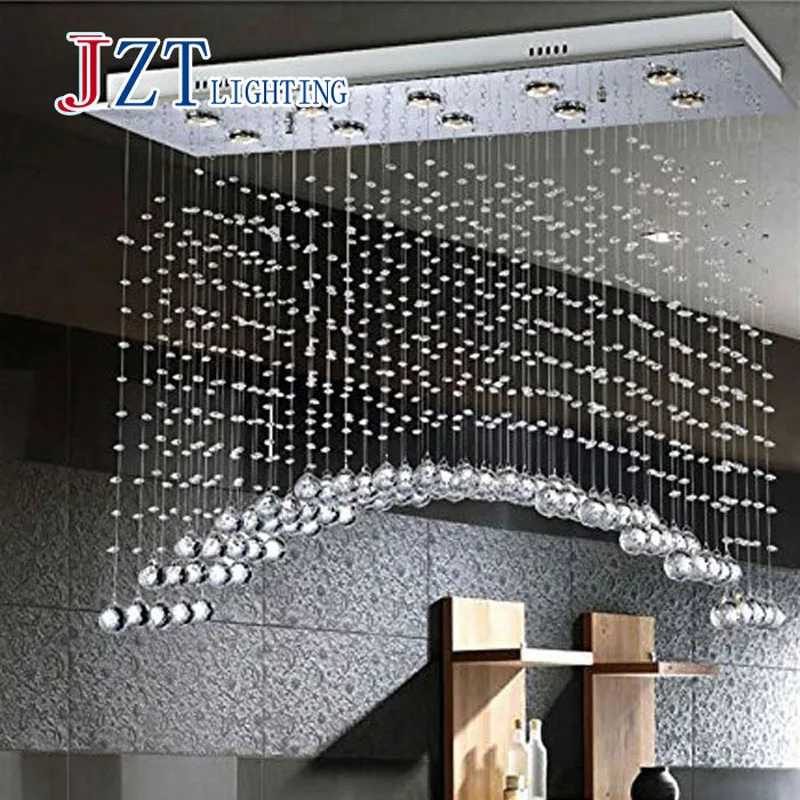 Z изогнутый Прозрачный Прямоугольный кристаллический современный потолочный