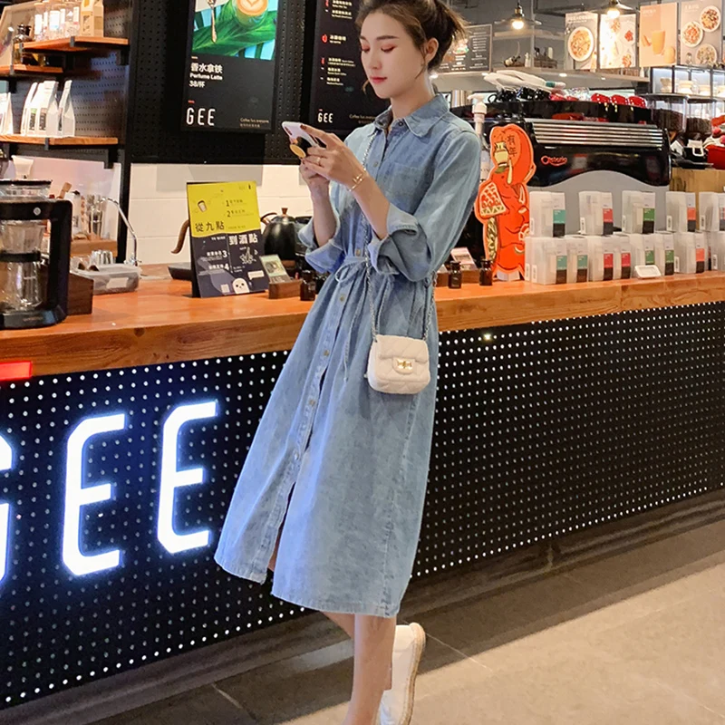 Женское джинсовое платье 2019 весенне-осеннее новое популярное шикарное