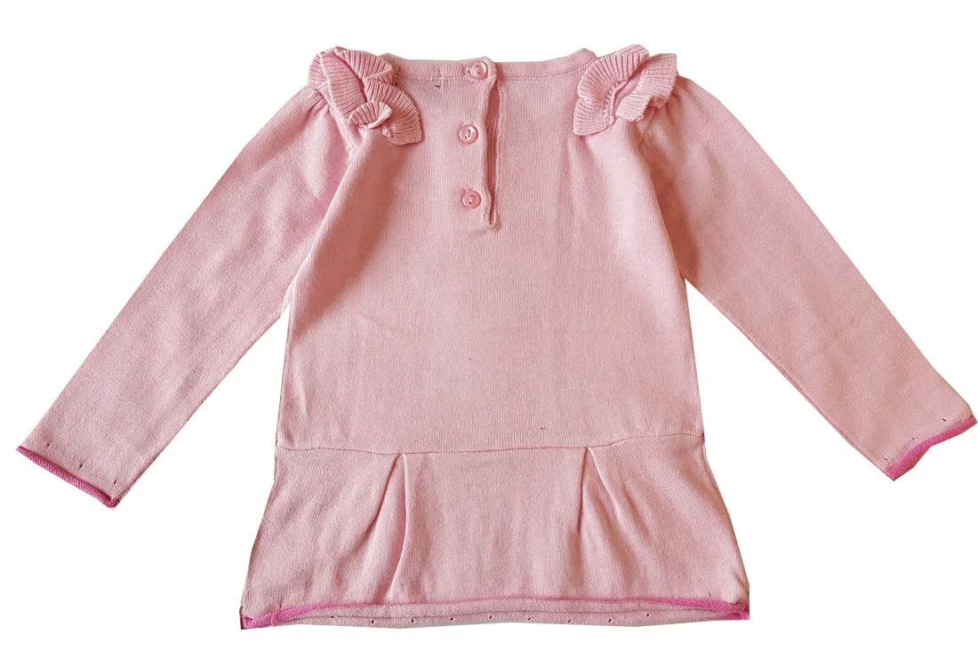 Трикотажный хлопковый пуловер с круглым вырезом и длинным рукавом на пуговицах |