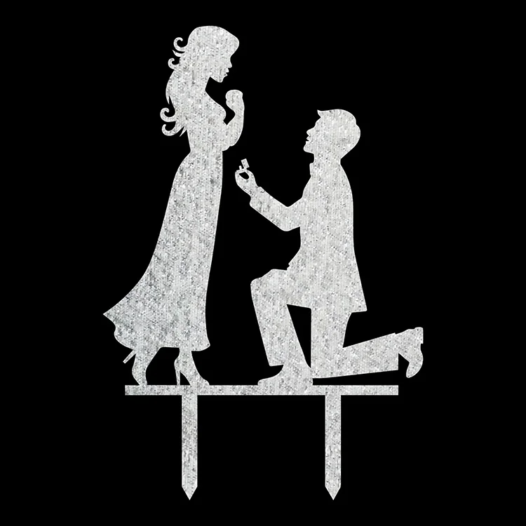style2 silver Золотая, серебряная, блестящая акриловая топперы на свадебный торт Топпер для жениха невесты г-н Mrs предложение Мемориальный День торт украшение - Цвет: style2 silver