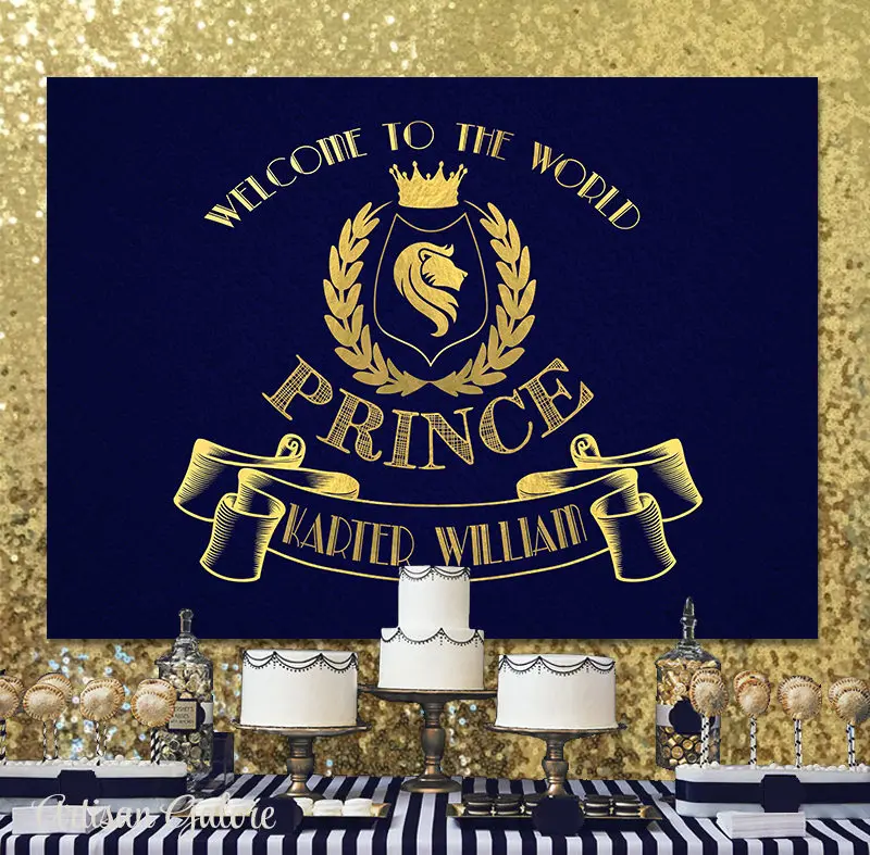 

custom Prince Baby Shower Printable Birthday Black photo backdrop High quality Computer print party backgrounds