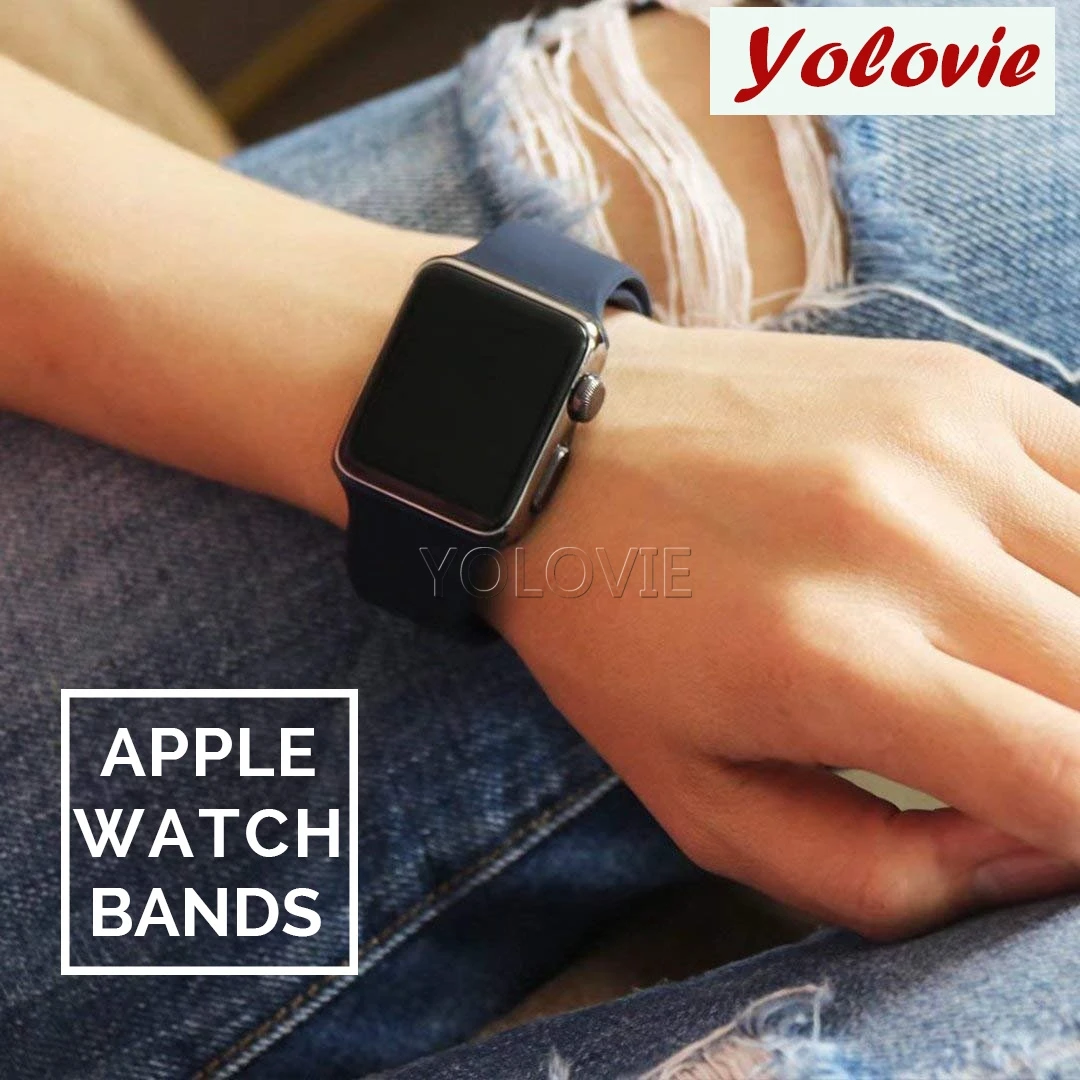 Ремешок силиконовый для Apple Watch Band 42 мм 38 спортивный браслет iWatch Bands 40 44 4 3 2