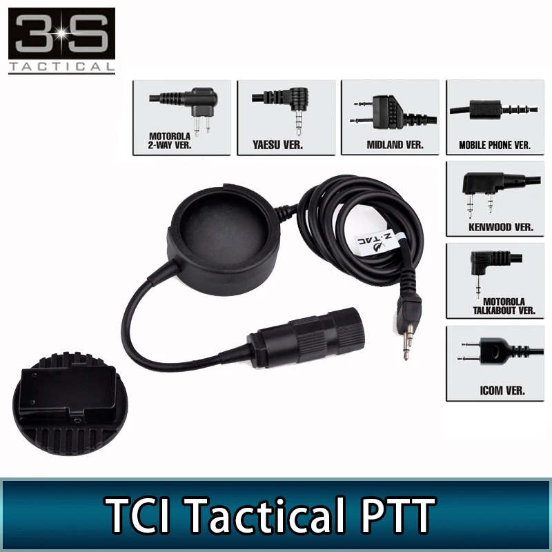 TCI PTT Tactical Headset Push To Talk Plug Hole Headphone For Kenwod Switch PTT