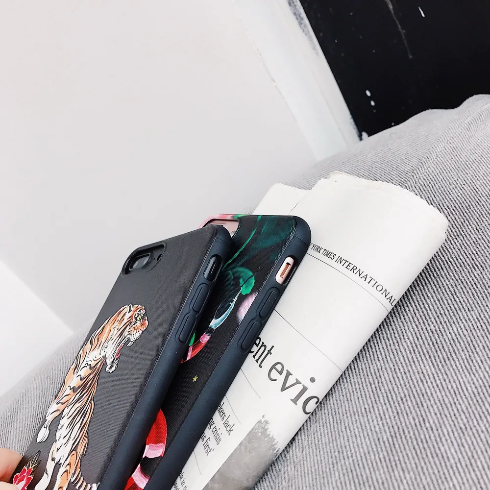 Netarlier Элитный бренд чехол для iPhone 7 Plus 8 плюс красный змея лист Тигр Цветочные