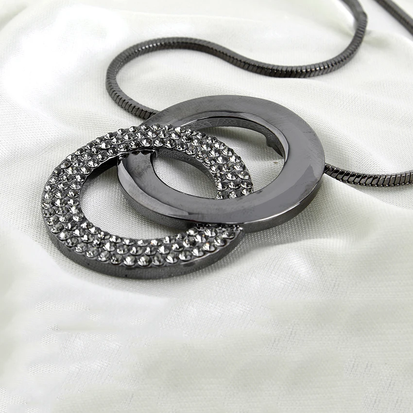 Женская круглая подвеска ожерелье свитер простой стиль золото серебро цепочка с