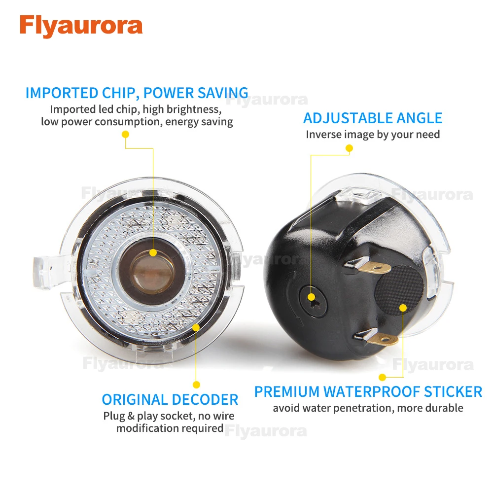 Flyaurora, 1 пара, светодиодный фонарь для автомобиля, для фокусировки, светодиодный, боковое зеркало для автомобиля, лужа, логотип, светильник, зеркало заднего вида, прожектор, светильник для Ford Focus
