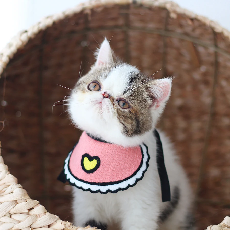 Милые нагрудники Micky для кошек и собак вязаный ошейник с бантами регулируемый