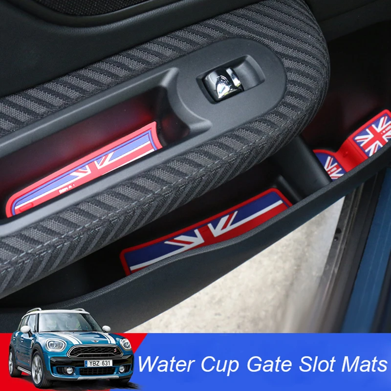 18PCS Union Jack Car Silicone Water Cup Gate Slot Mats Anti-Slip Pad For Mini Cooper S One d JCW F60 Countryman Accessories | Автомобили и
