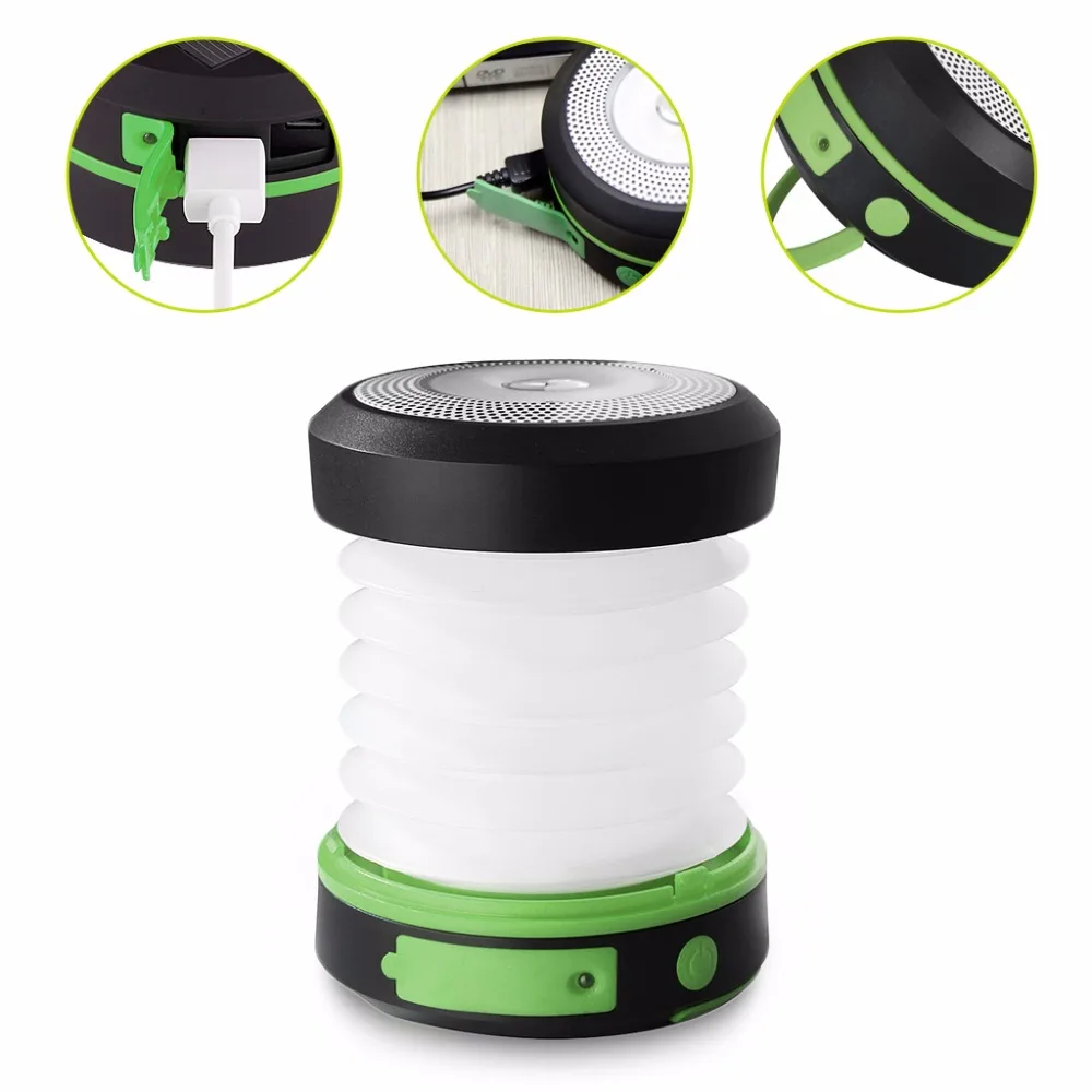 Suaoki солнечная панель 800mAh фонарь и USB Перезаряжаемый фонарь, светильник-вспышка, складной светильник, водонепроницаемый для кемпинга, пеших прогулок, зеленый