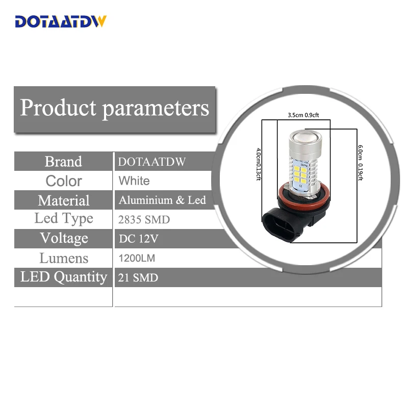 Автомобильные светодиодсветодиодный лампы DOTAATDW 2x 800lm H8 H11 9005 9006 противотуманные
