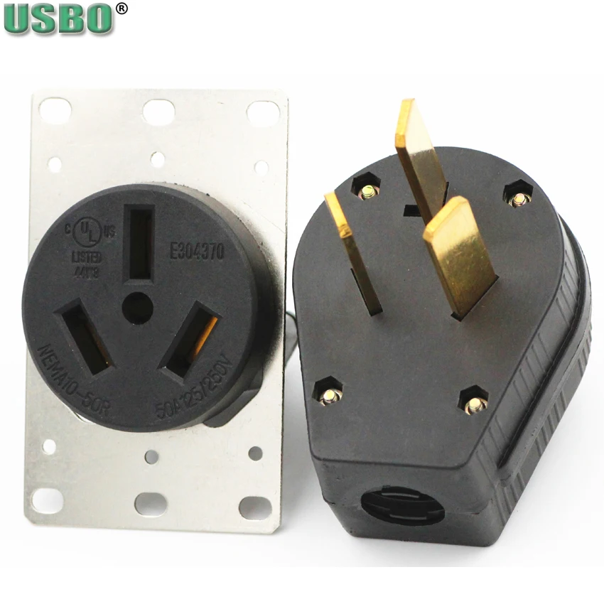 Черный Америка 50A Nema L10-50P L10-50R США мощность Электрический проводной разъем Мужской Женский замок сосуд Промышленный разъем