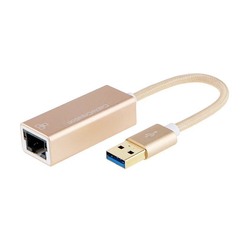 

Сетевой адаптер USB 3,0, плетеный и алюминиевый USB к RJ45 Gigabit Ethernet адаптер, малый размер и не требуется диск, золото