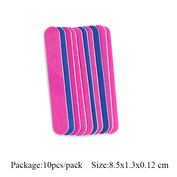 10pcs 10/50/100 шт. Двусторонняя 180/240 Грит Пилочки для ногтей Полировка Ногтей Полировка розового и фиолетового цветов одноразовые пилочка для ногтей Маникюр nail Art инструменты - Цвет: 10pcs
