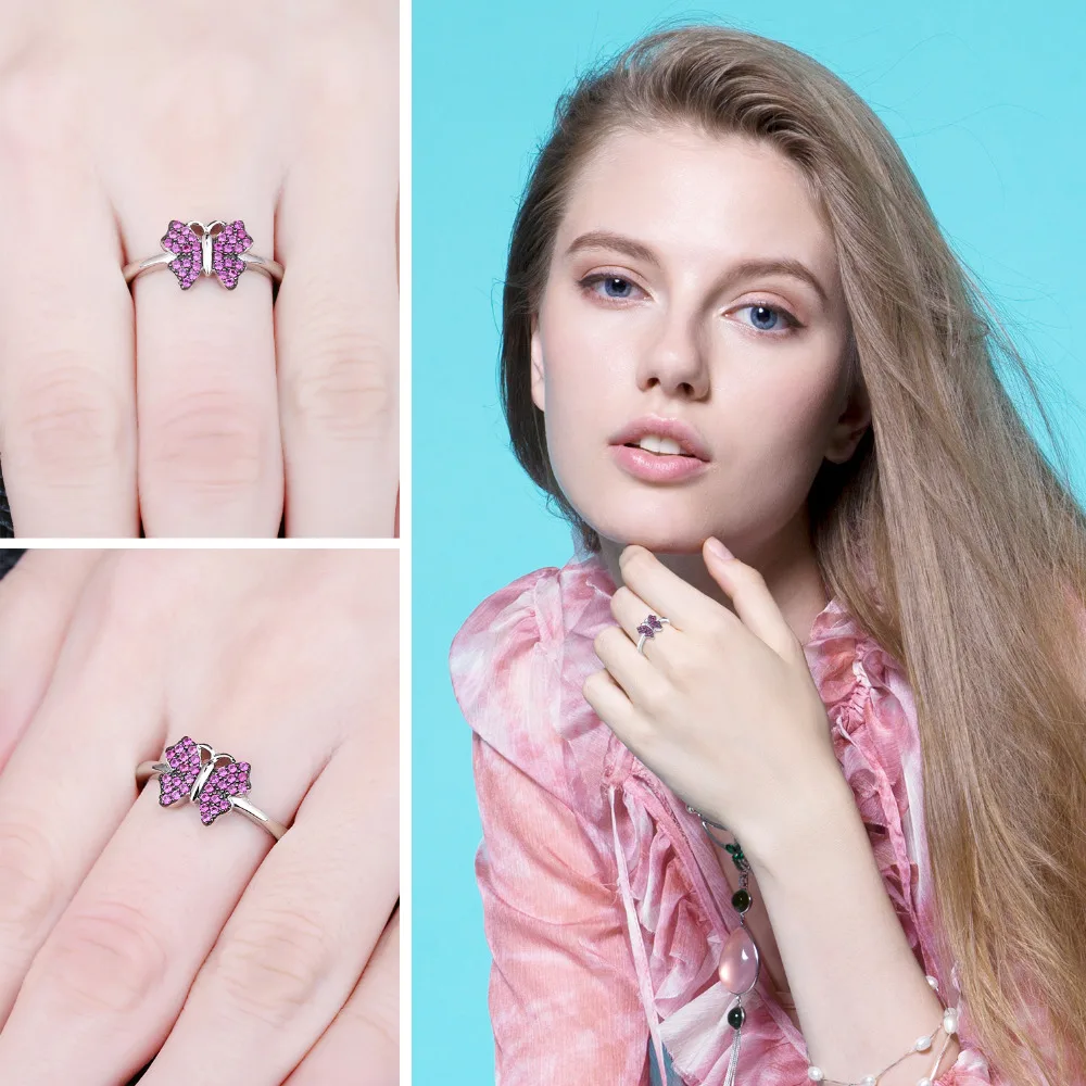 Jewelrypalace бабочка 0.2ct СОЗДАН RUBY Проложить Кольцо стерлингового серебра 925 Шарм S925