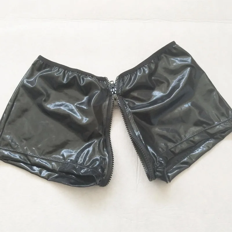 Мужские Эротические трусики из искусственной кожи с двойной молнией|leather panties|double