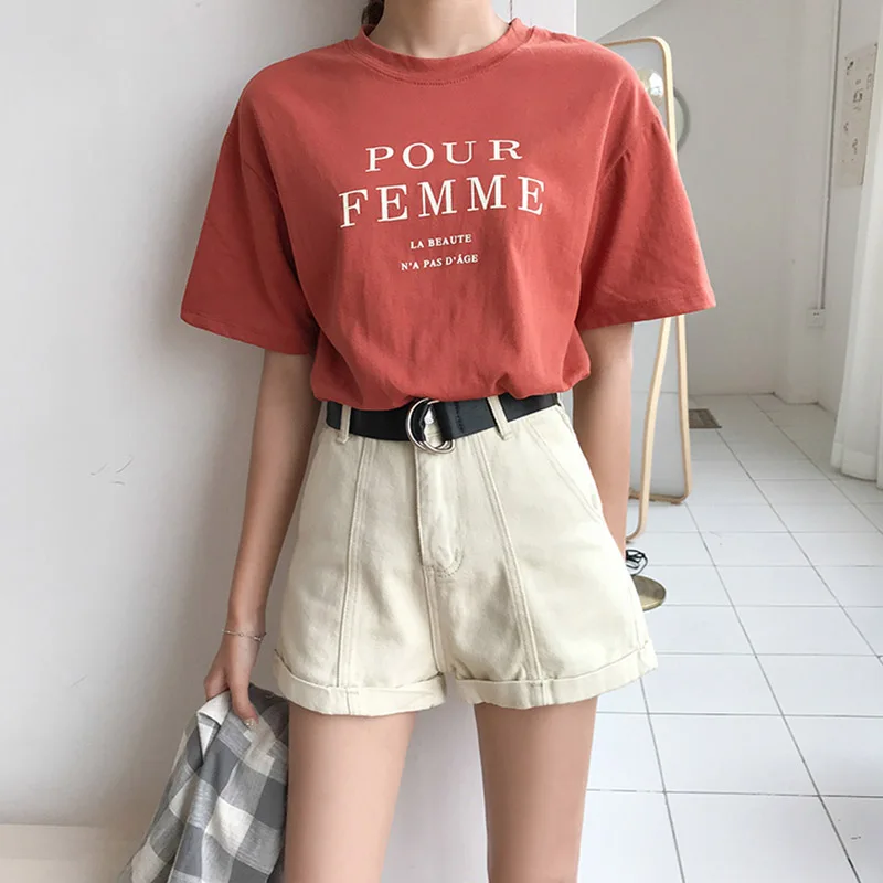 Женские джинсовые шорты повседневные спортивные с высокой талией и широкими