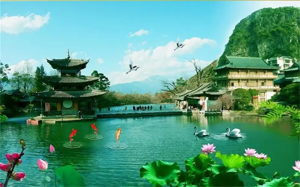 Пользовательские 3d фото обои комната росписи павильон и терраса декорации Фото