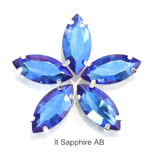 lt sapphire AB Высококачественные красивые стеклянные стразы с кристаллами в виде листьев, стразы с серебряными когтями для свадебного платья B1259 - Цвет: lt sapphire AB