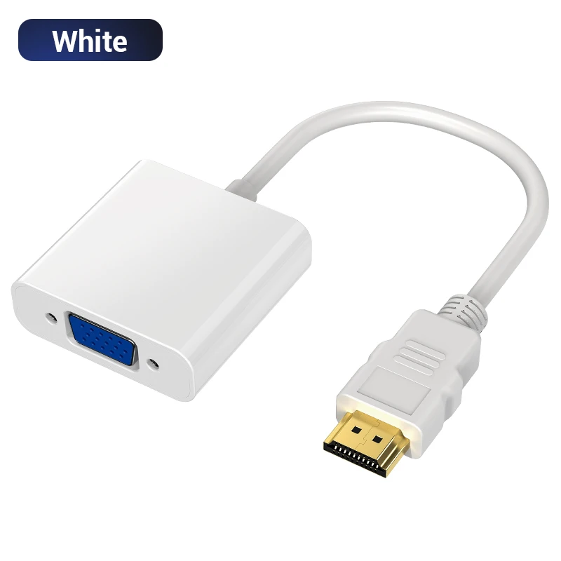 TOPK HDMI к VGA адаптер с аудио HD видео конвертер кабель для Xbox компьютер ПК ноутбук ТВ к проектору - Цвет: Белый