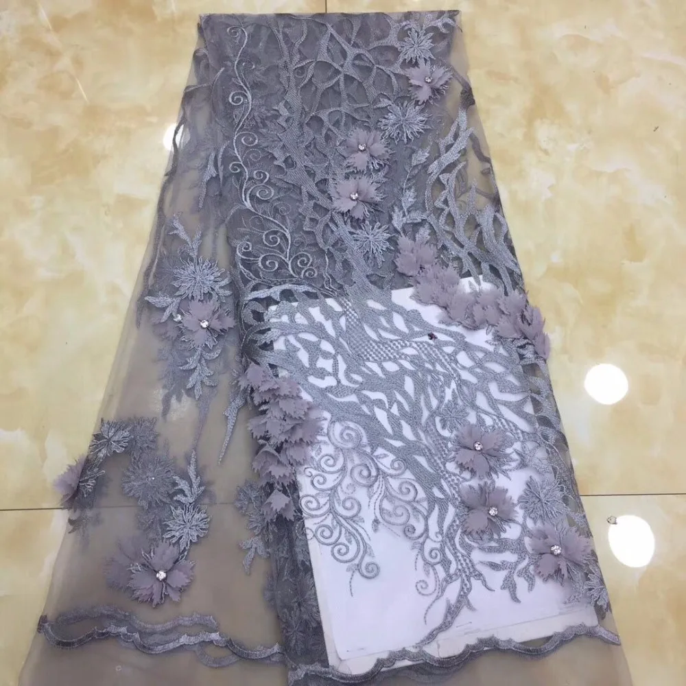 Вышитая сетчатая Тюлевая кружевная ткань 2019 Большой Каменный 3D цветок новый