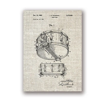 PH3434 Snare Drum Snare Drum патент Dyna Sonic Drummer художественный плакат Принт музыкальная комната Домашний декор винтажный чертеж Холст Картина Подарок Идея - Цвет: PH3434 Snare Drum
