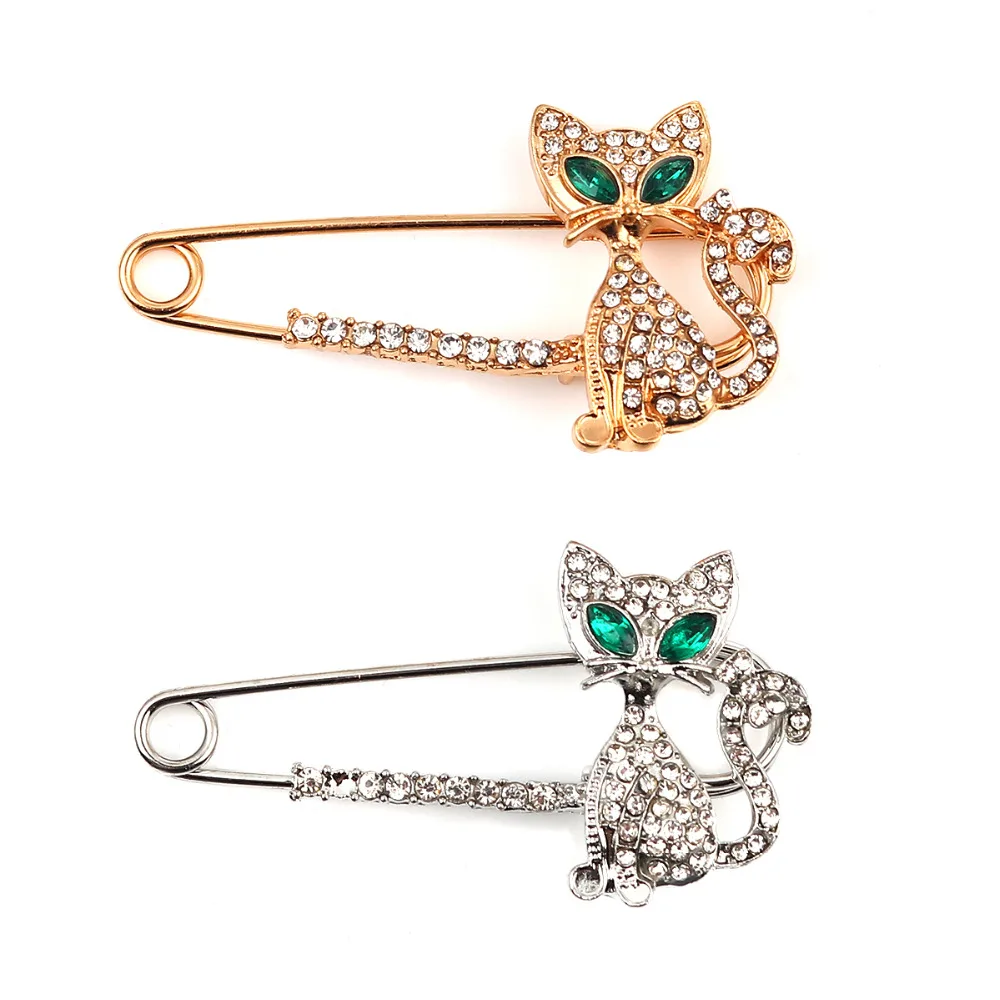 DoreenBeads 3 3x2 см Pet котенка булавки броши с животными из стразов Безопасность значки