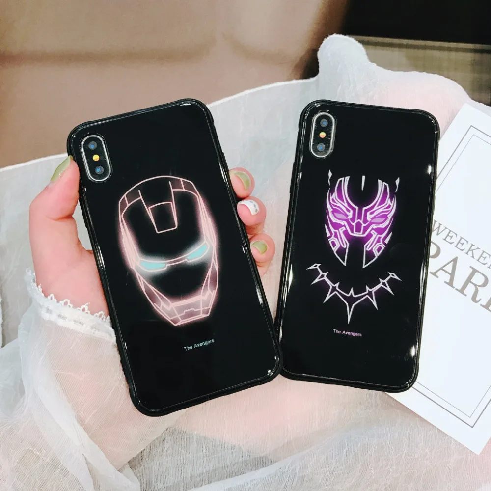Телефон задняя крышка фосфоресцирующий закаленное стекло Чехлы для coque iphone 6 6s 7 s