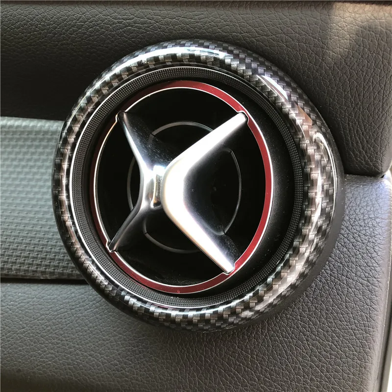 SRXTZM 5 шт. для Mercedes Benz A B CLA GLA КЛАСС углеродный черный стиль кондиционер вентиляционное отверстие выход кольцо Крышка отделка украшения