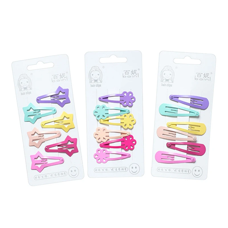 Популярные разноцветные металлические мини-шпильки для девочек 6 шт. милые