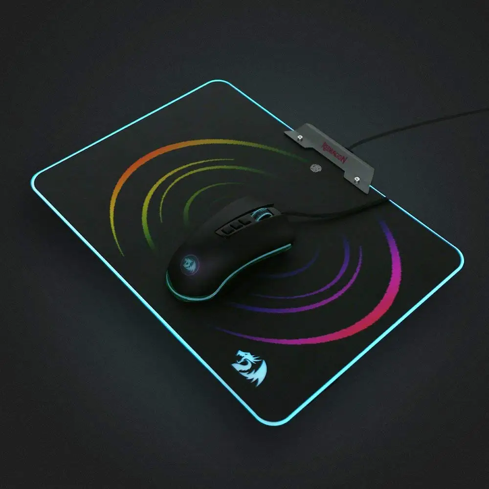 Redragon P011 Orion RGB коврик для мыши, твердая поверхность, водонепроницаемый, красочное светодиодное освещение игровой коврик для мыши Коврик для компьютера ноутбука Noteb