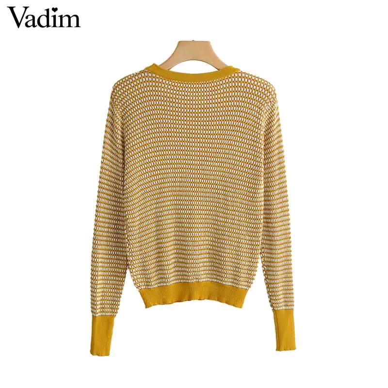 Vadim женский базовый полосатый трикотажный свитер длинный рукав хорошо тянется