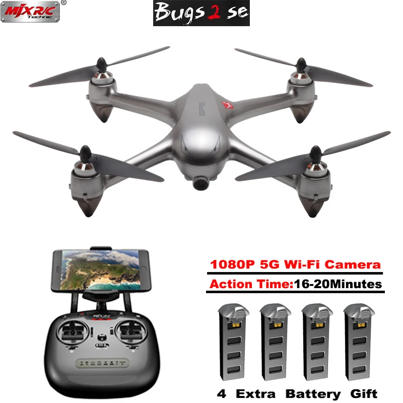 Бесщеточный Радиоуправляемый Дрон MJX B2SE с камерой 1080P HD Wi Fi FPV точный GPS удержание
