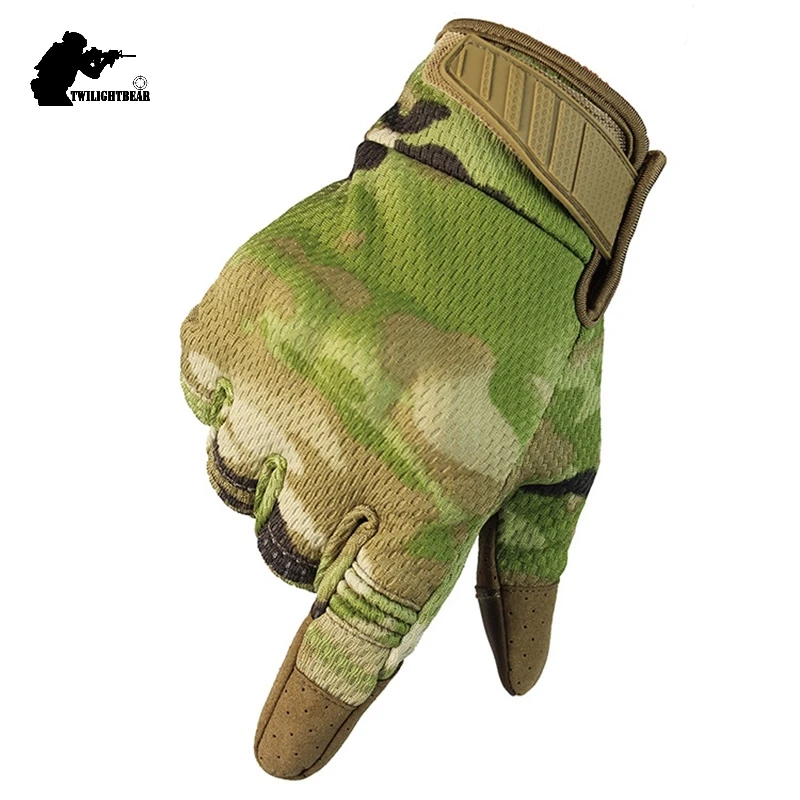 Nuevo guante táctico militar de la pantalla táctil del ejército transpirable al aire libre Paintball Airsoft combate ciclismo camuflaje guantes de dedo completo
