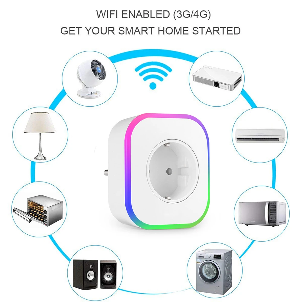 Alexa Smart EU UK розетка Wi-Fi розетка с RGB ночной лампой монитор питания USB интерфейс Синхронизации стандартный разъем Google Home IFTTT