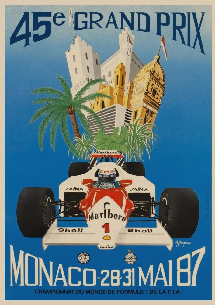 Новинка 1977 Zolder F1 Grand Prix Of Belgium плакат супер гоночный автомобиль ретро автомобиль Monaco дорожные плакаты и принты домашний Декор стены - Цвет: 3