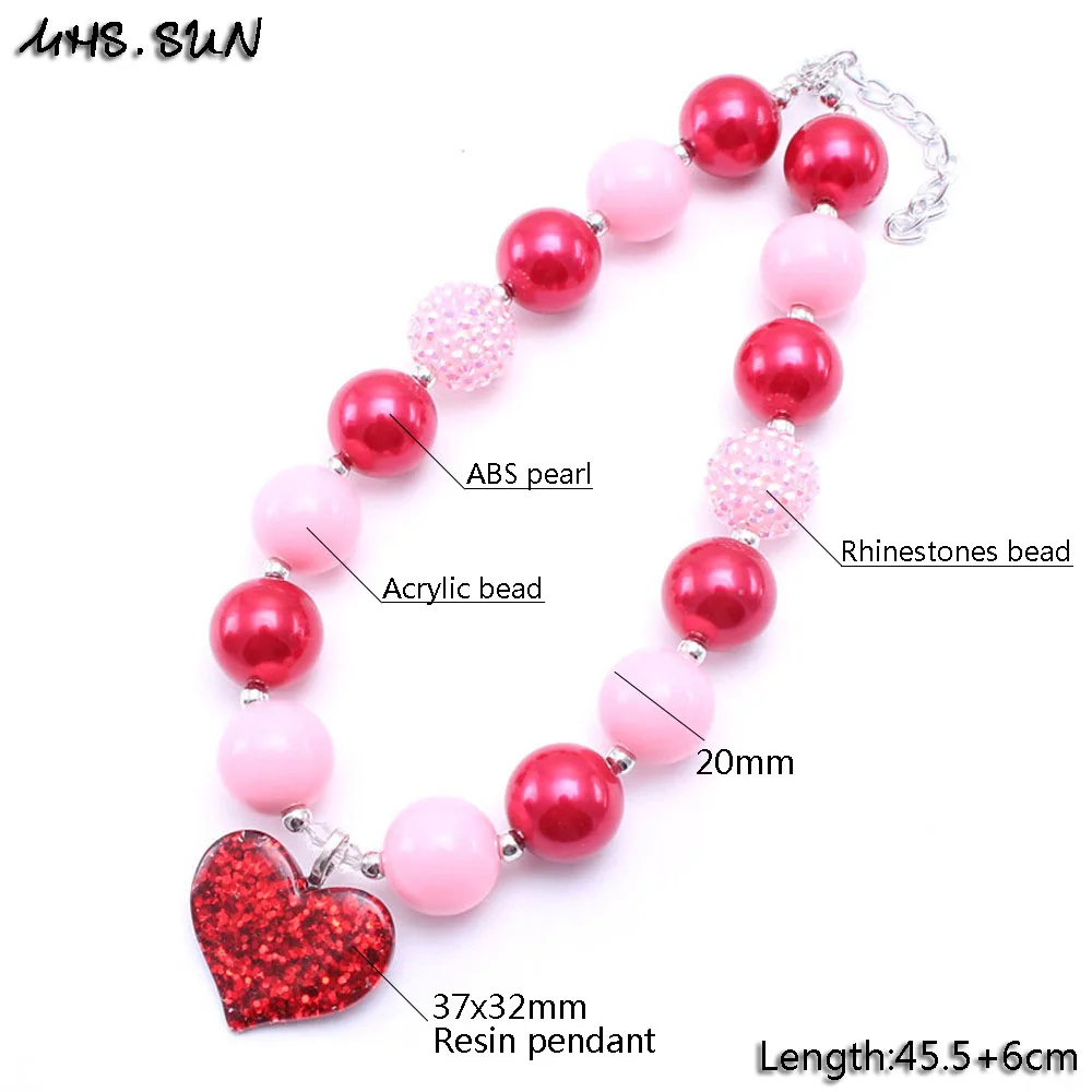 MHS.SUN 2 шт. Очаровательное ожерелье с подвеской в форме сердца розовая + красная