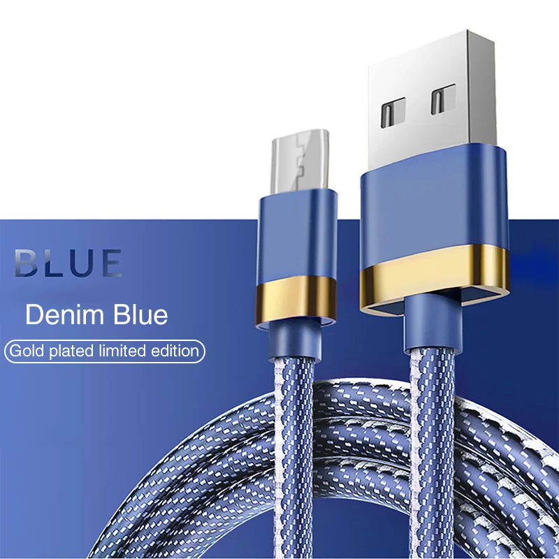 Usb type-C Micro кабель из цинкового сплава прочный кабель для samsung S8 S9 huawei type C Micro Быстрая зарядка линия передачи данных на Xiaomi USB Micro - Цвет: For Micro Blue