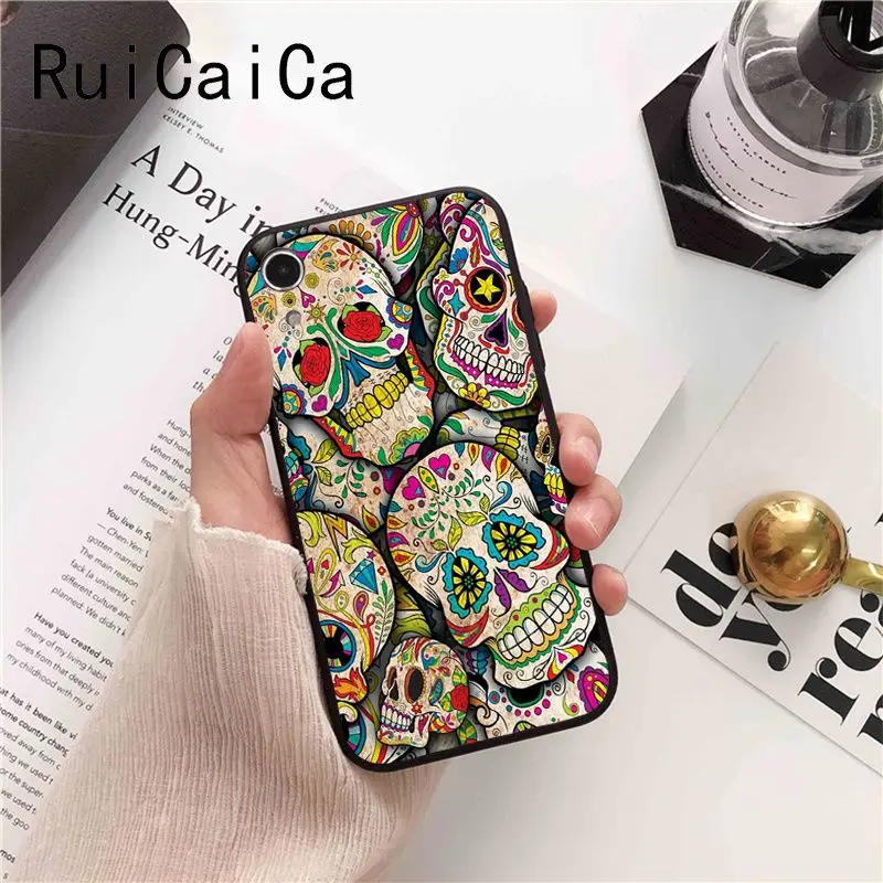 Ruicaica Цветочный Череп Модный Роскошный уникальный дизайн чехол для телефона iPhone 5