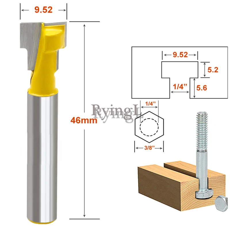 * Хвостовик t слот Фасонная фреза Бит 1/4 ''стальная ручка 3/8'' Длина